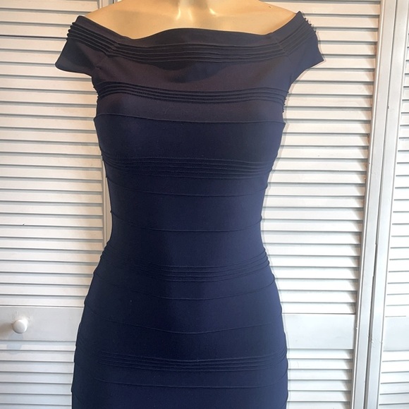 TED BAKER- Women’s Dark Blue Inan Textured Bardot Dress size O - Picture 8 of 12